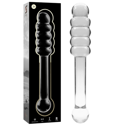 Nebula series by ibiza - modello 20 dildo in vetro borosilicato trasparente 20.5 cm -o- 3 cm