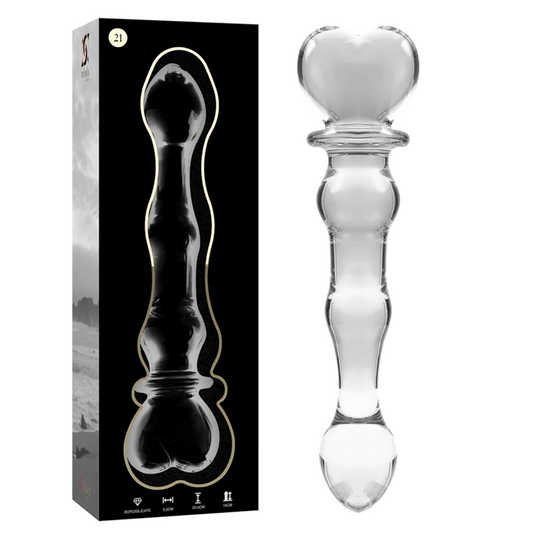 Nebula series by ibiza - modello 21 dildo in vetro borosilicato trasparente 20.5 cm -o- 3.5 cm