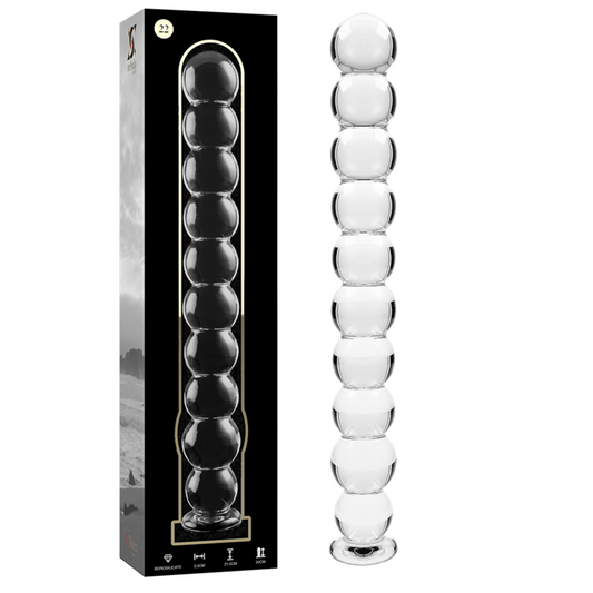 Nebula series by ibiza - modello 22 dildo in vetro borosilicato trasparente 21.5 cm -o- 2.5 cm