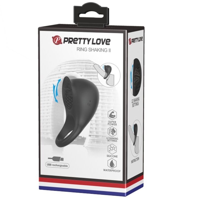 Pretty love - anello vibrante per pene con lingua nera