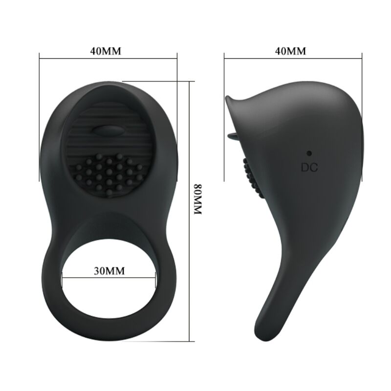 Pretty love - anello vibrante per pene con lingua nera