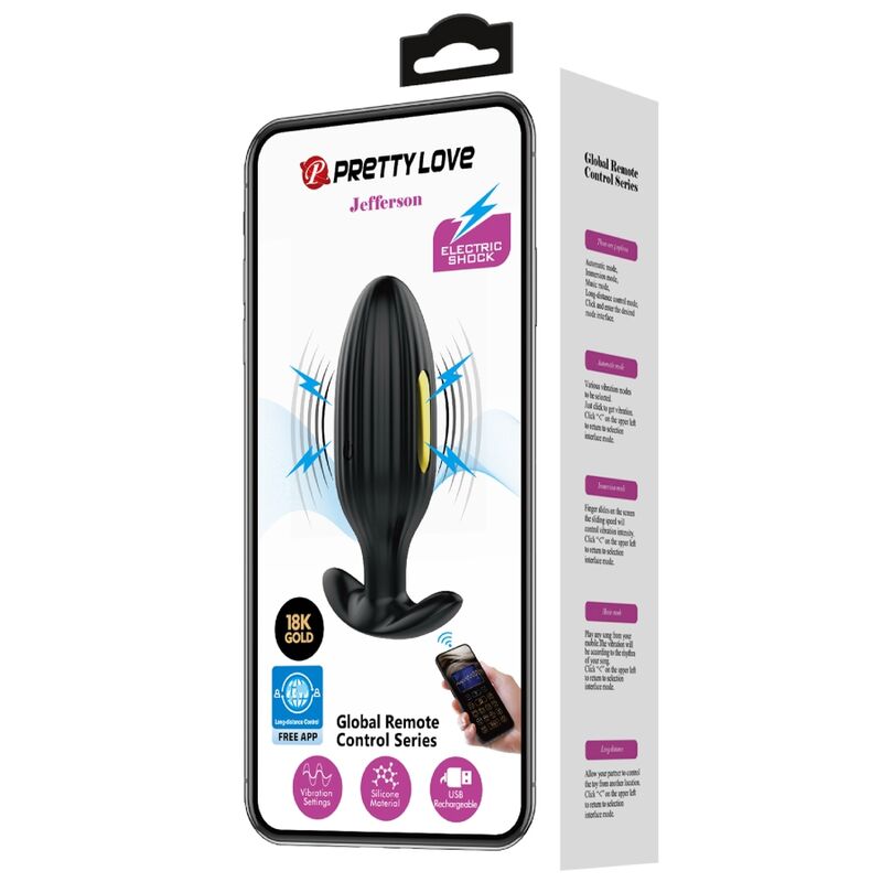 Pretty love - plug anale controllato da app jefferson nero