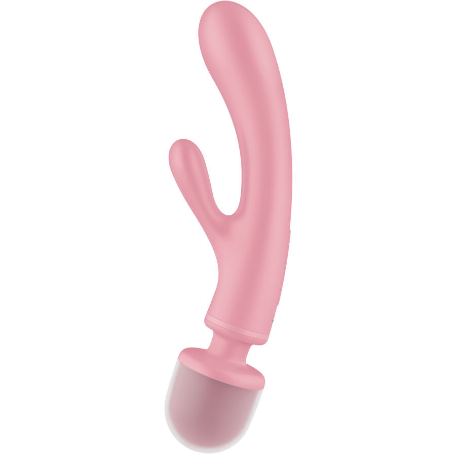 Vibrateur rabbit Satisfyer Triple Lover avec tête de massage wand rose