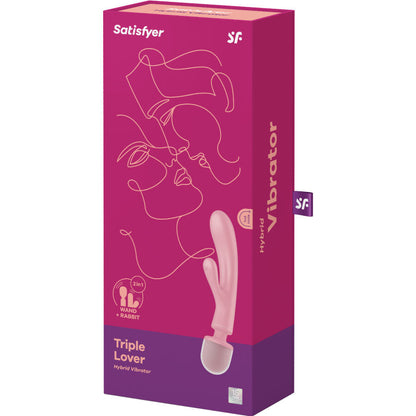 Vibrateur rabbit Satisfyer Triple Lover avec tête de massage wand rose