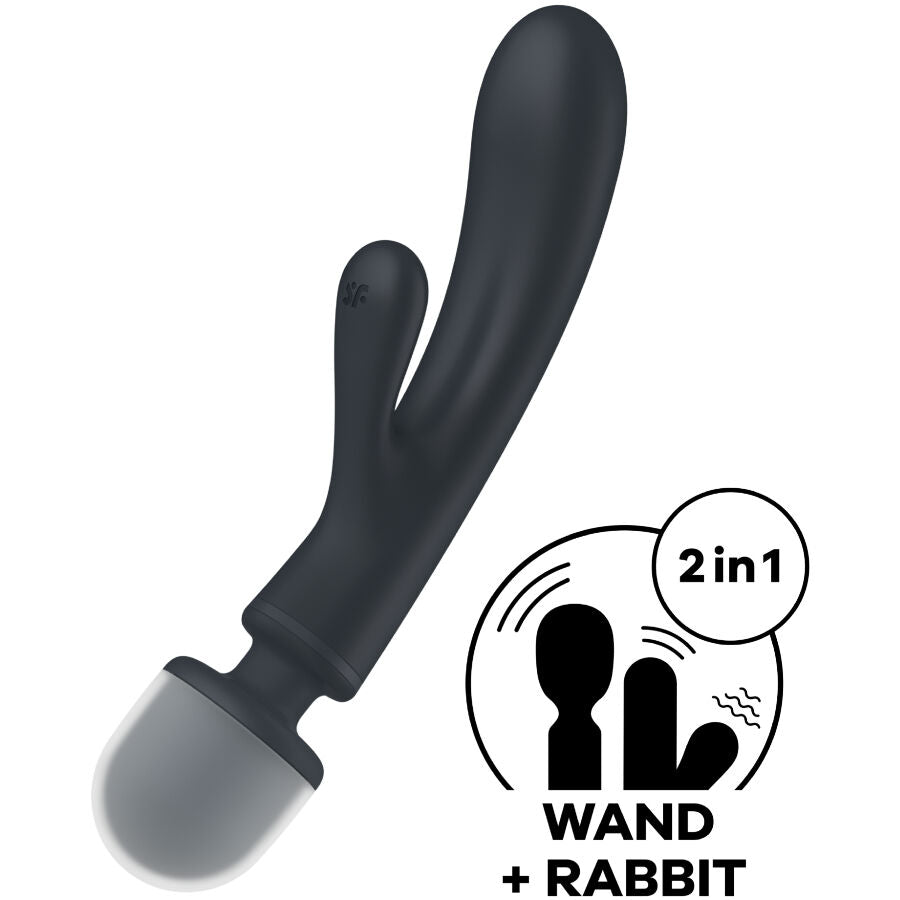Vibreur rabbit Satisfyer Triple lover avec tête wand massager noir/gris