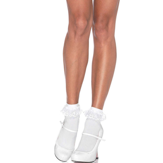 Leg avenue - calze con volant in pizzo bianco