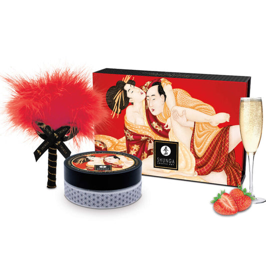 Shunga - kit polvere da massaggio alimentare fragola