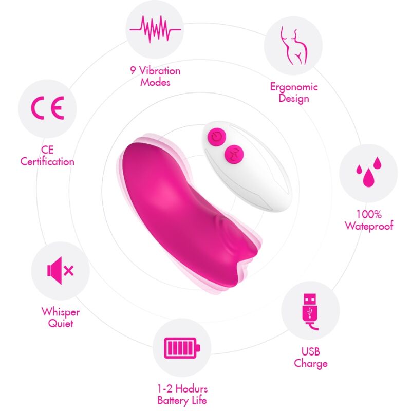 Armony - mutandina indossabile con vibratore telecomando butterfly rosa