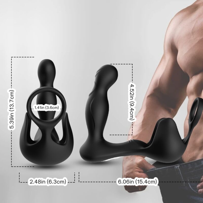 Armony - vibratore surround anale e stimolatore testicolo e anello telecomando nero