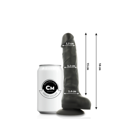 Bite miller - gode en silicone à densité articulée noir 18 cm