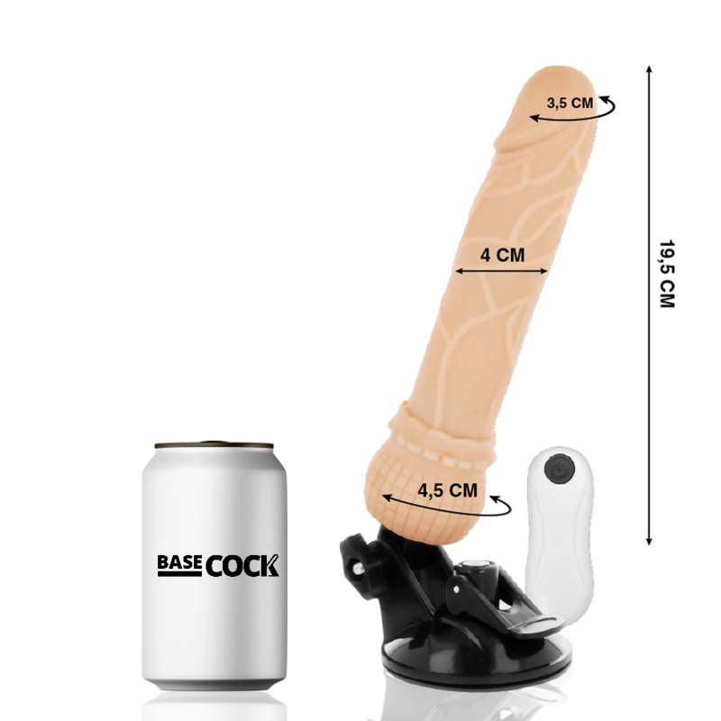 BASECOCK - VIBRATORE REALISTICO TELECOMANDO NERO 19.5 CM -O- 4 CM