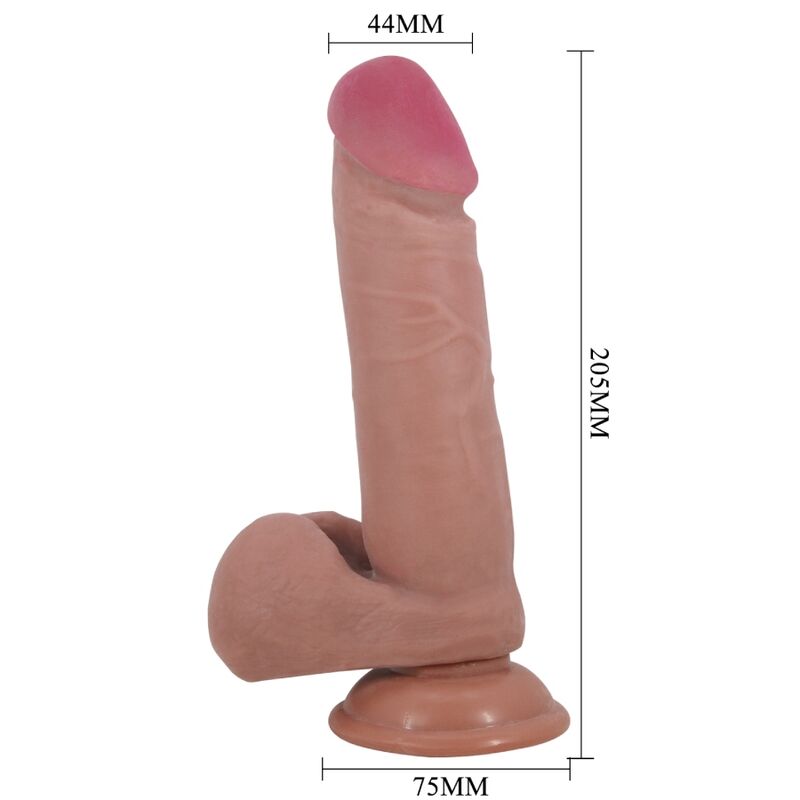 Pretty love - dildo realistico sliding skin series con ventosa scorrevole della pelle marrone 20,5 cm