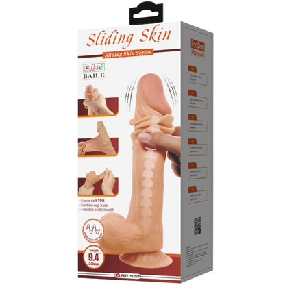 Pretty love - dildo realistico sliding skin series con ventosa scorrevole della pelle controllo remoto flesh 24 cm