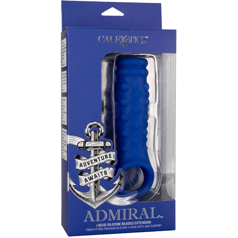 Admiral - copertura per pene con perline in silicone liquido blu