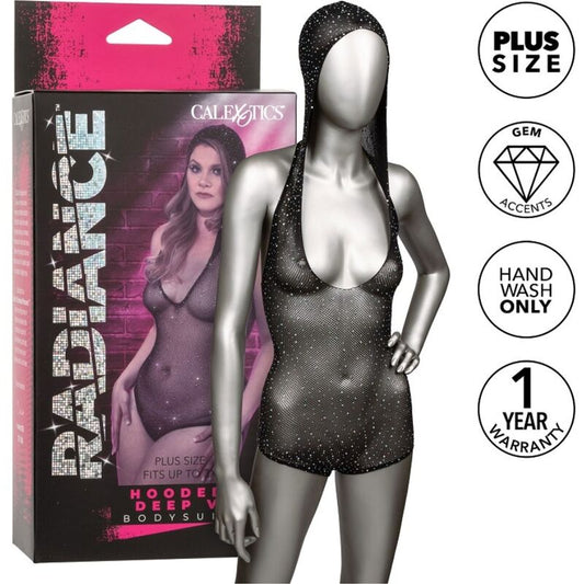 Calexotics - radiance body a v profondo con cappuccio taglia plus