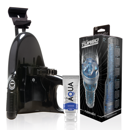 Kit Fleshlight turbo thrust blue ice + lanceur universel + lubrifiant de qualité aqua 50 ml