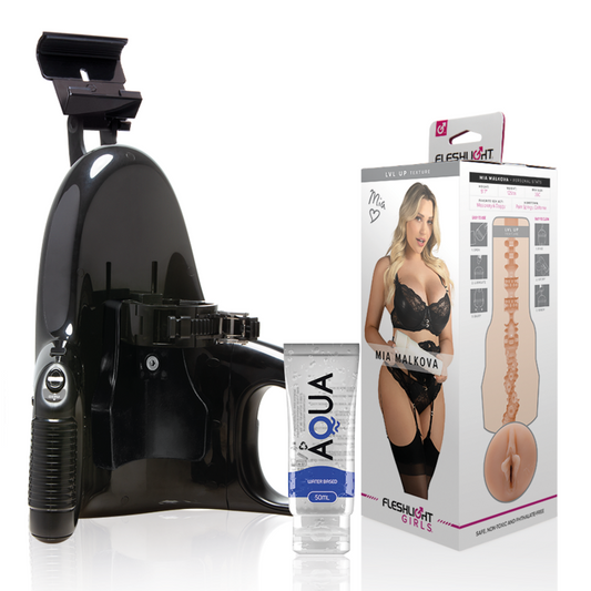Fleshlight - mia malkova vagina lvl up + lancio universale + lubrificante aqua qualità 50 ml
