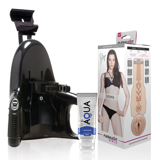 Fleshlight - vagina stoya destroya + lancio universale + lubrificante aqua qualità 50 ml