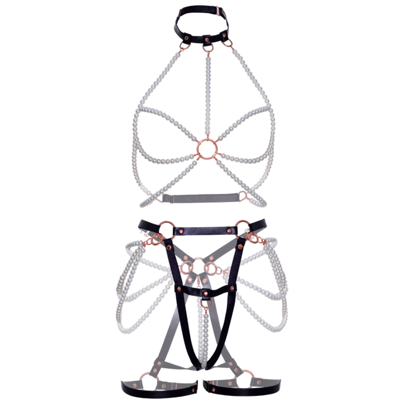 Leg avenue - soutien-gorge harnais et veste de perles l
