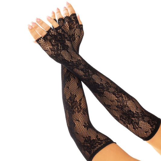 Leg avenue - guanti senza dita in rete floreale nero