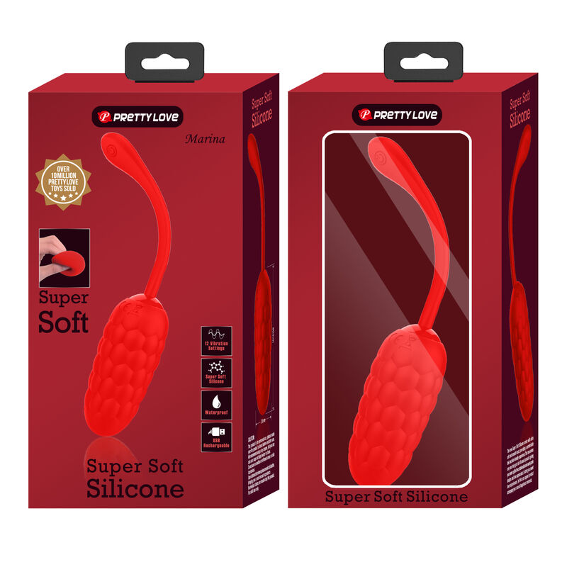 Pretty love - uovo vibrante con texture marina ricaricabile rossa