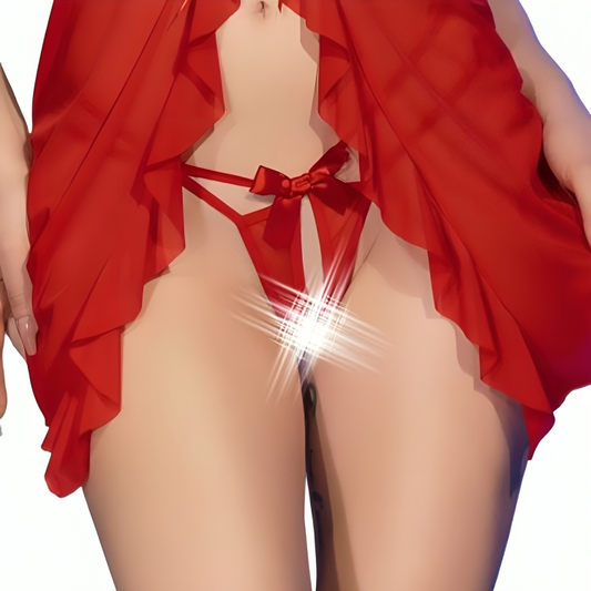 Chilirose - cr 4696 babydoll e perizoma senza cavallo rosso l/xl