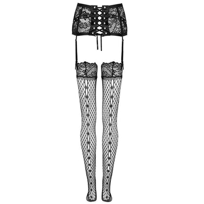 Livco corsetti fashion - reggisegriglie + calze nero l/xl