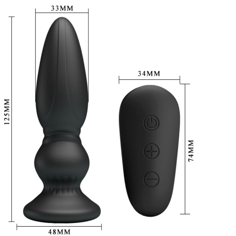 Mr play - potente vibratore telecomando plug anale nero