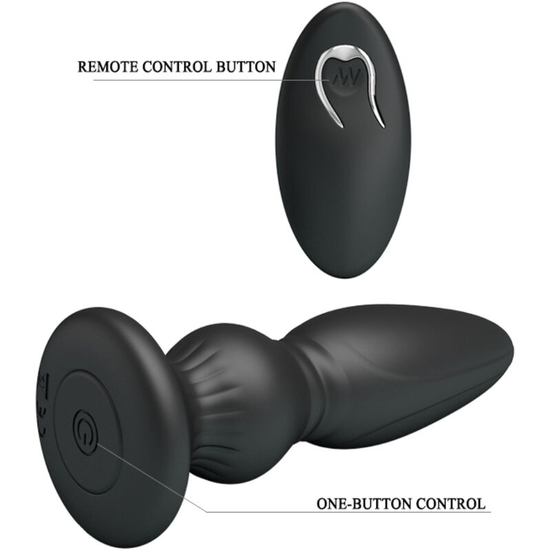 Mr play - potente vibratore telecomando plug anale nero