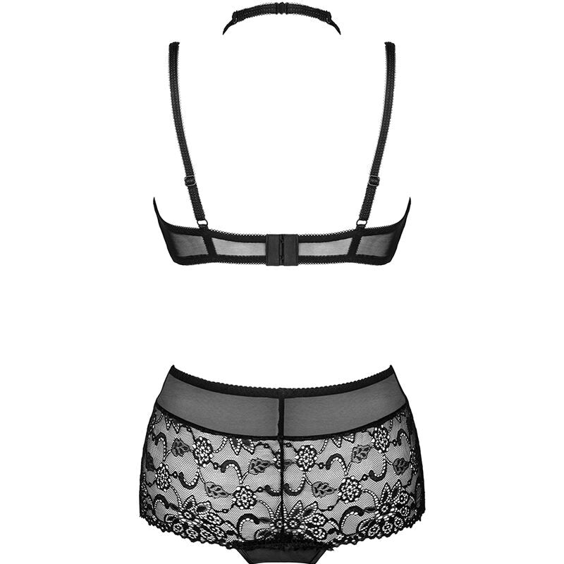 Livco corsetti fashion - linera for the senses collezione bra + panty nero l/xl