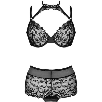 Livco corsetti fashion - linera for the senses collezione bra + panty nero l/xl
