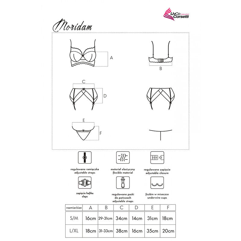 Livco corsets mode - moridam lc 90552 soutien-gorge + soutien-gorge + slip noir l/xl