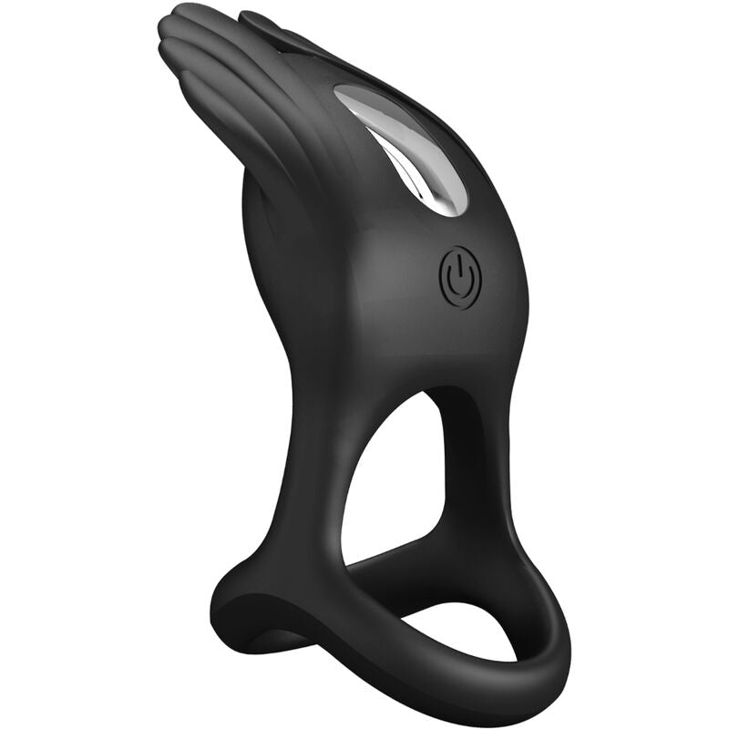 Pretty love - anello per pene vibrante 7 vibrazioni in silicone nero