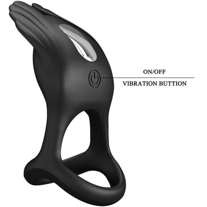Pretty love - anello per pene vibrante 7 vibrazioni in silicone nero