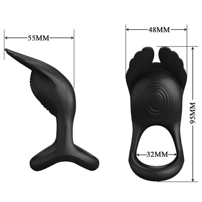 Pretty love - anello per pene vibrante 7 vibrazioni in silicone nero
