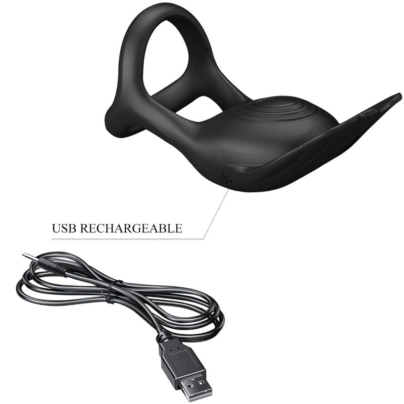 Pretty love - anello per pene vibrante 7 vibrazioni in silicone nero