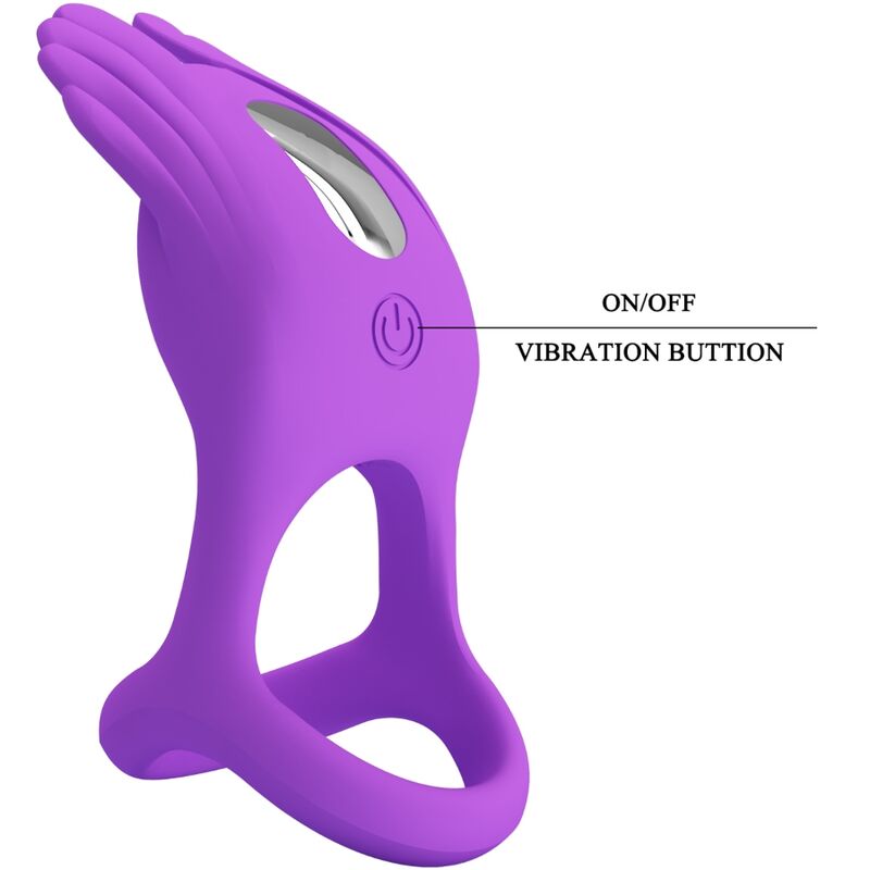 Pretty love - anello per pene vibrante 7 vibrazioni in silicone viola