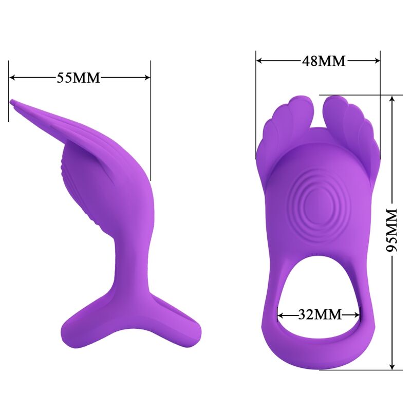Pretty love - anello per pene vibrante 7 vibrazioni in silicone viola