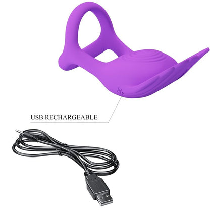 Pretty love - anello per pene vibrante 7 vibrazioni in silicone viola
