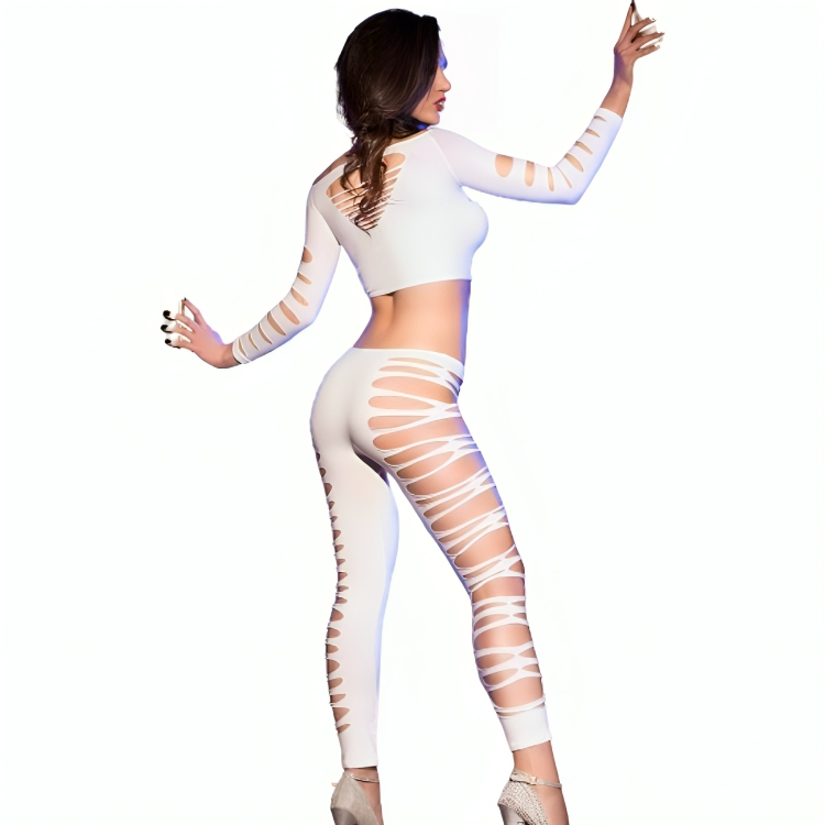 Chilirose - cr 3654 top e leggins bianco s/m