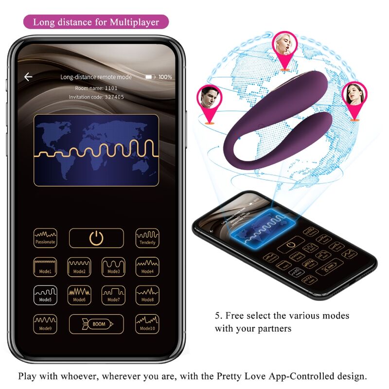 Pretty love - vibromasseur global double plaisir télécommandé d'août
