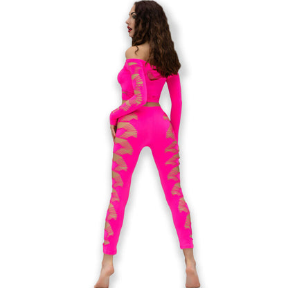 Chilirose - cr 4632 top e pantalone fucsia s/l