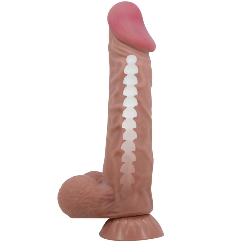Pretty love - dildo realistico sliding skin series con ventosa scorrevole della pelle marrone 24 cm