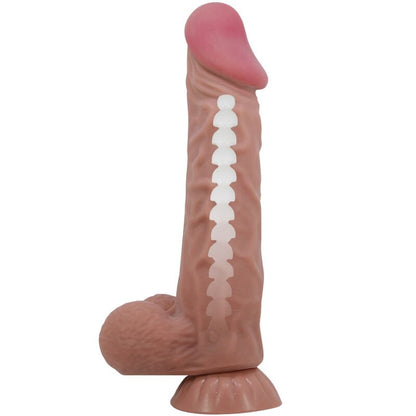 Pretty love - dildo realistico sliding skin series con ventosa scorrevole della pelle marrone 24 cm