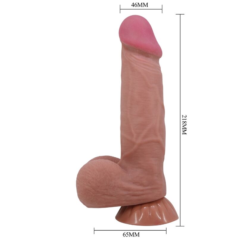 Pretty love - dildo realistico serie sliding skin con ventosa scorrevole in pelle marrone 21,8 cm