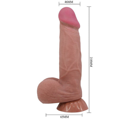 Pretty love - dildo realistico serie sliding skin con ventosa scorrevole in pelle marrone 20,6 cm