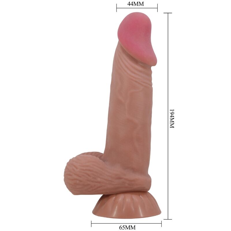 Pretty love - dildo realistico serie sliding skin con ventosa scorrevole in pelle marrone 19,4 cm