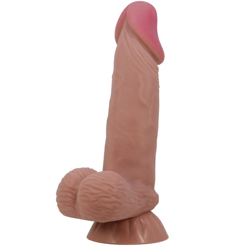 Pretty love - dildo realistico serie sliding skin con ventosa scorrevole in pelle marrone 19,4 cm