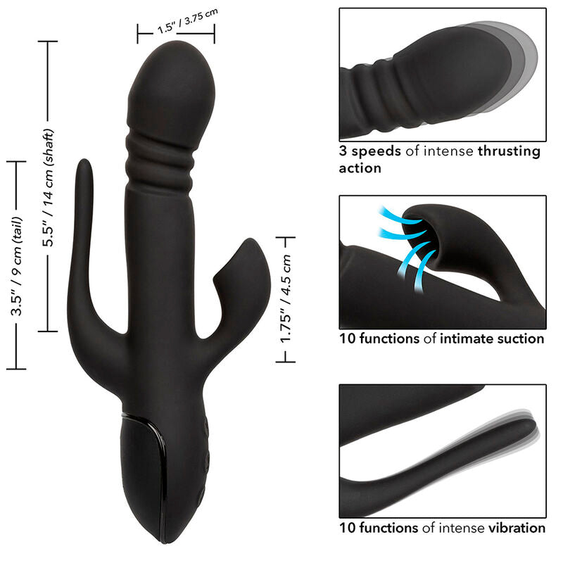 Sucette de clitoris + vibrateur Rabbit Calexotics Triple Euphoria Noir