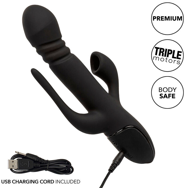 Sucette de clitoris + vibrateur Rabbit Calexotics Triple Euphoria Noir